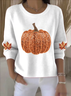 Damen Baumwolle Halloween Langarm Bequem Retro Pullover