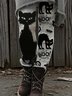 Damen Katze Retro Alle Jahreszeiten Lang Leggings