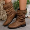 Retro Unifarben Slip On Flach Gerade Stiefel