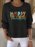 Damen Baumwolle Textbriefe Langarm Bequem Retro Pullover