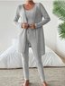 Damen Unifarben Matching Kostüm Täglich Langarm Lässig Frühling/Herbst Mehrteiliges Set Matching Set