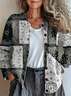 Damen Paisley Langarm Bequem Retro Print Strickjacke