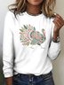 Retro Tier Rundhals Langarm T-Shirt