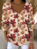 Damen Baumwolle Geblümt Langarm Bequem Lässig Pullover