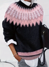 Damen Abstrakt Langarm Bequem Lässig Print Pullover