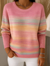 Damen Baumwolle Farbverlauf Langarm Bequem Retro Pullover