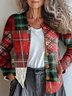 Damen Gestrickt Gestreift Langarm Bequem Retro Strickjacke