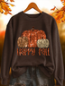 Lässig Rundhals Textbriefe Sweatshirt Print