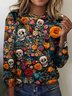 Retro Halloween Rundhals Langarm T-Shirt