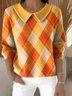 Damen Nachahmung Kaschmir Gestreift Langarm Bequem Retro Pullover