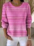 Damen Baumwolle Farbverlauf Langarm Bequem Retro Pullover