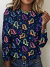 Retro Halloween Rundhals Langarm T-Shirt