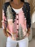 Damen Gestrickt Weihnachten Langarm Bequem Retro Strickjacke