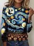 Retro Halloween Rundhals Langarm T-Shirt