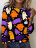 Retro Halloween Rundhals Langarm T-Shirt