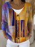 Damen Gestrickt Geometrisch Langarm Bequem Retro Strickjacke