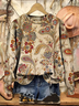 Lässig Rundhals Geblümt Sweatshirt Print