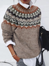 Damen Abstrakt Langarm Bequem Lässig Print Pullover