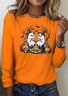 Retro Halloween Rundhals Langarm T-Shirt