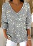 Damen Baumwolle Polka Dots Langarm Bequem Lässig Pullover