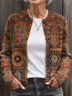 Damen Abstrakt Langarm Bequem Retro Print Strickjacke