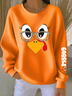 Lässig Rundhals Truthahn Sweatshirt