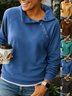 Retro Asymmetrisch Ausschnitt Unifarben Sweatshirt Nahtverarbeitung