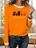 Retro Tier Rundhals Langarm T-Shirt