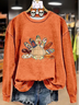 Lässig Rundhals Truthahn Sweatshirt Print