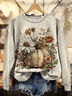 Lässig Rundhals Geblümt Sweatshirt Print