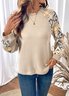 Lässig Rundhals Farbblock Sweatshirt