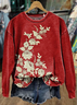 Lässig Rundhals Geblümt Sweatshirt Print