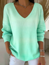Damen Baumwolle Farbverlauf Langarm Bequem Lässig Pullover