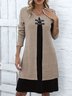 Damen Farbblock Frühling/Herbst Kleid Rundhals Langarm A-Linien-Kleid