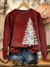 Lässig Rundhals Weihnachtsbaum Sweatshirt Print