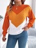 Damen Baumwolle Geometrisch Langarm Bequem Lässig Pullover