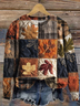 Lässig Rundhals Ahornblatt Sweatshirt Print