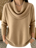 Damen Baumwolle Unifarben Langarm Bequem Lässig Pullover