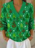 Damen Weihnachten Langarm Bequem Retro Pullover