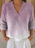Damen Weihnachten Langarm Bequem Retro Pullover