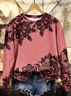 Lässig Rundhals Geblümt Sweatshirt Print
