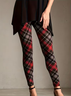 Damen Kariert Lässig Alle Jahreszeiten Print Lang Leggings
