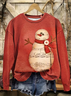 Lässig Rundhals Weihnachtsschneemann Sweatshirt Print