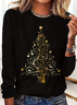 Lässig Weihnachten Rundhals Langarm T-Shirt