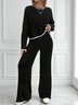 Damen Farbblock Zweiteiliges Set Täglich Langarm Lässig Frühling/Herbst Bluse mit Hose Matching Set