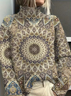 Damen Abstrakt Langarm Bequem Retro Print Pullover