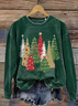 Lässig Rundhals Weihnachten Sweatshirt Print