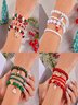 Neu Weihnachten Reis Korn Armband Vier-Pack Damen Stapeln Weihnachtsmann Schneeflocke Glocke Elch Urlaub Party Armband