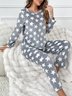 Damen Geometrisch Zweiteiliges Set Täglich Langarm Lässig Frühling/Herbst Bluse mit Hose Matching Set