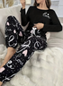 Damen Geometrisch Zweiteiliges Set Täglich Langarm Lässig Frühling/Herbst Bluse mit Hose Matching Set
